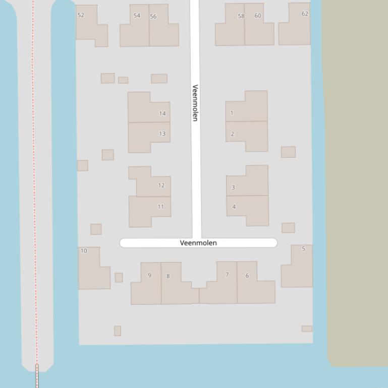 Kaart van  Veenmolen.