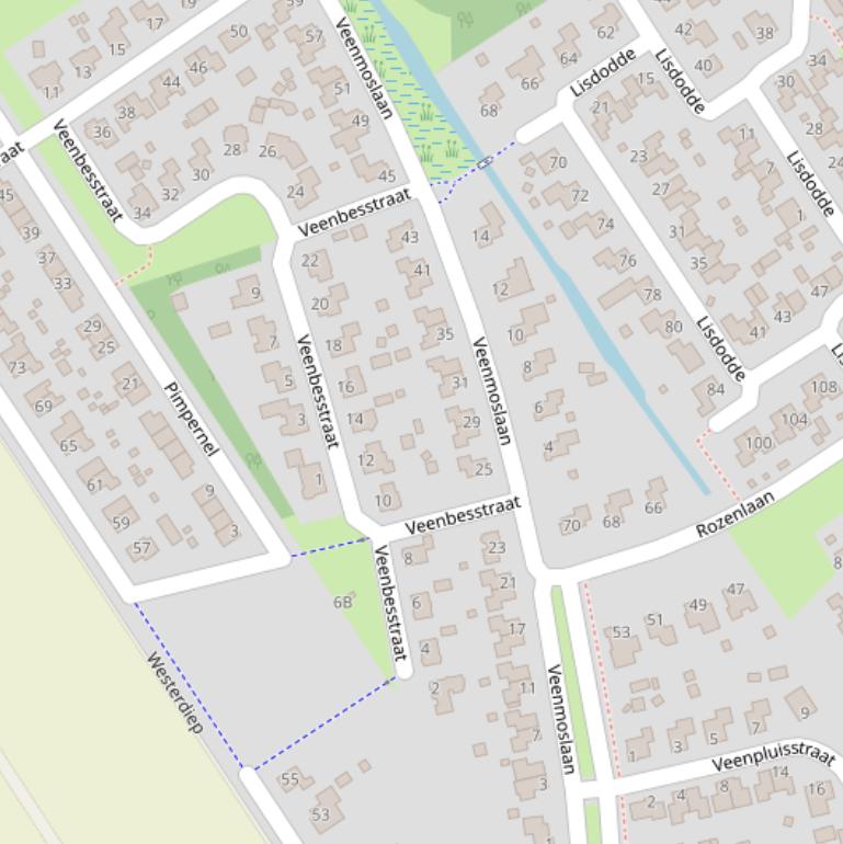 Kaart van de Veenmoslaan.