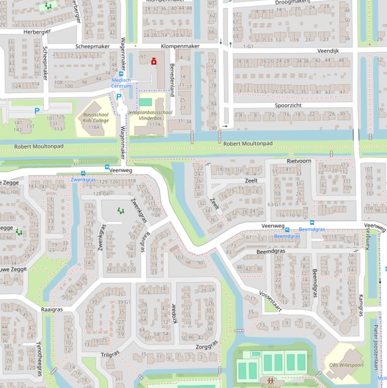 Kaart van de Veenweg.