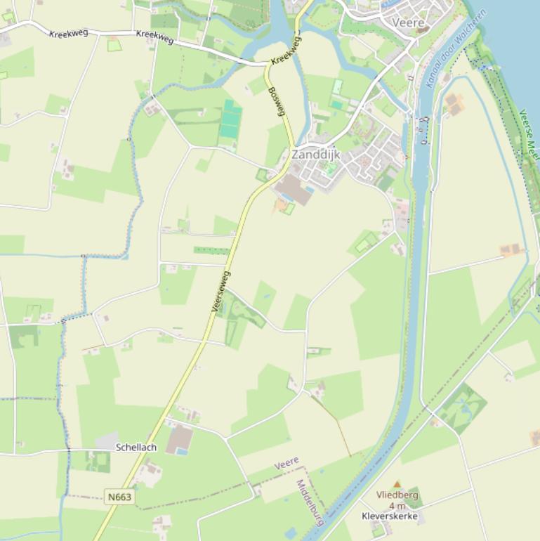 Kaart van de Veerseweg.