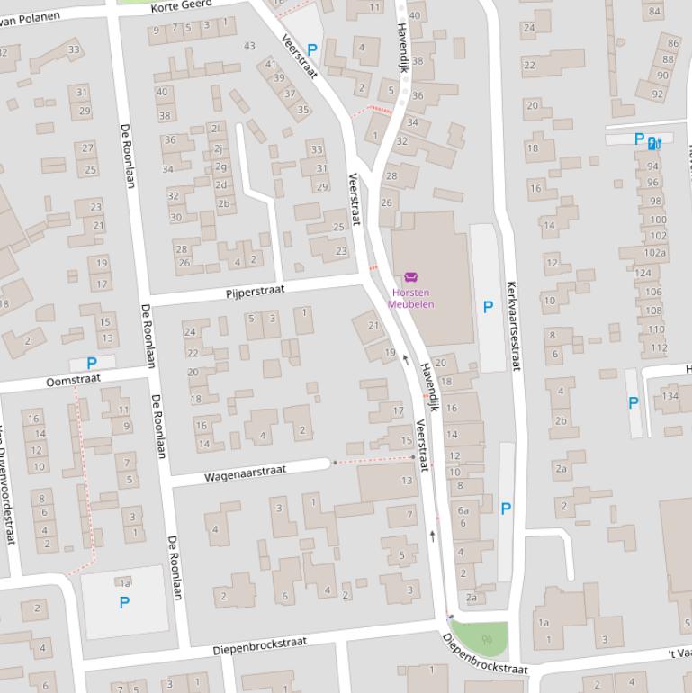 Kaart van de Veerstraat.