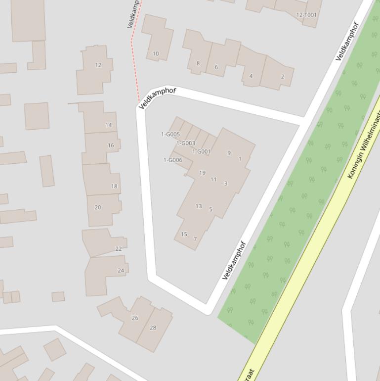 Kaart van de Veldkamphof.