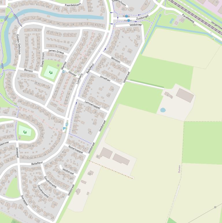 Kaart van de Veldstraat.