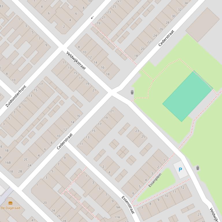 Kaart van de Veldwijkstraat.