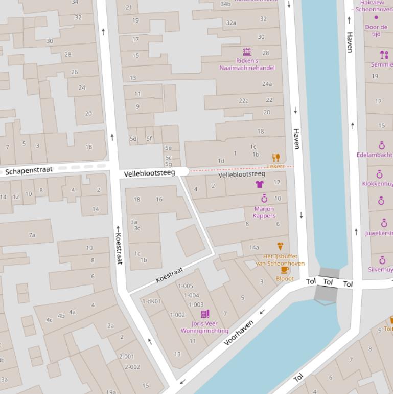 Kaart van de Velleblootsteeg.