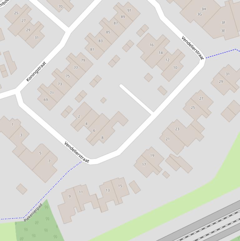 Kaart van de Vendelierstraat.