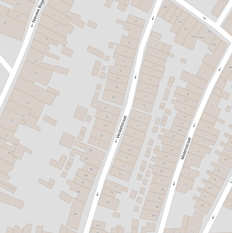 Kaart van de Venkelstraat.