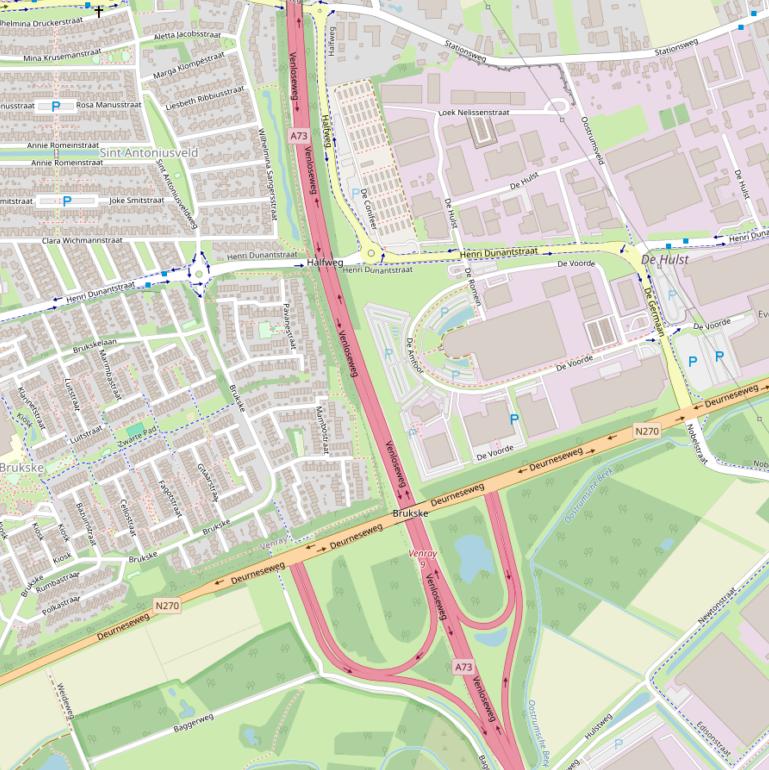 Kaart van de Venloseweg.