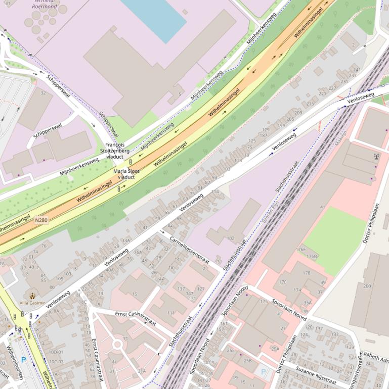 Kaart van de Venloseweg.