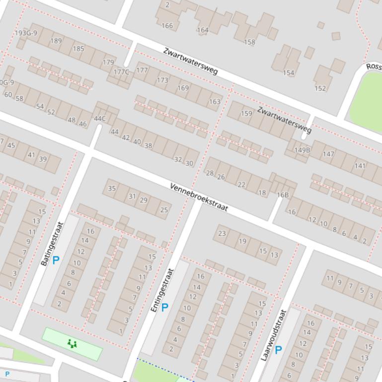 Kaart van de Vennebroekstraat.