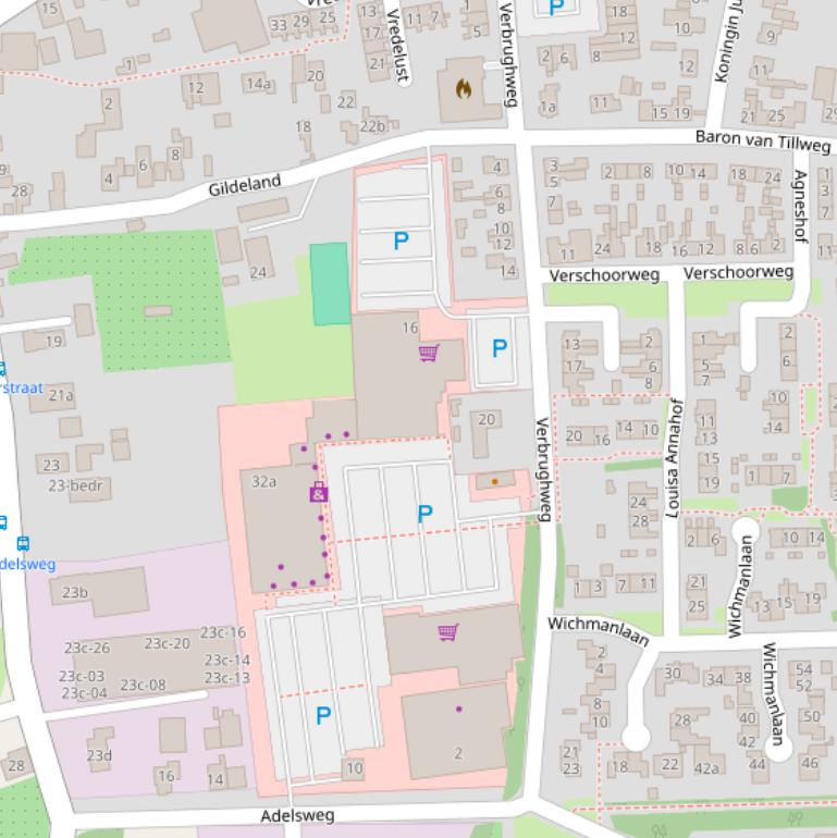 Kaart van de Verbrughweg.