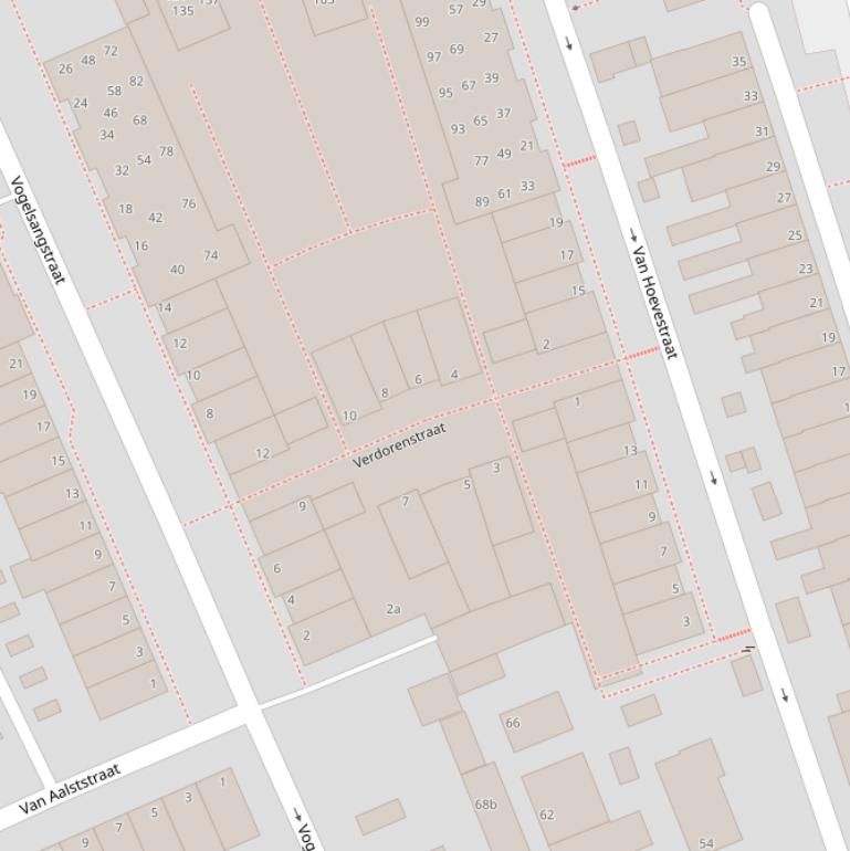 Kaart van de Verdorenstraat.