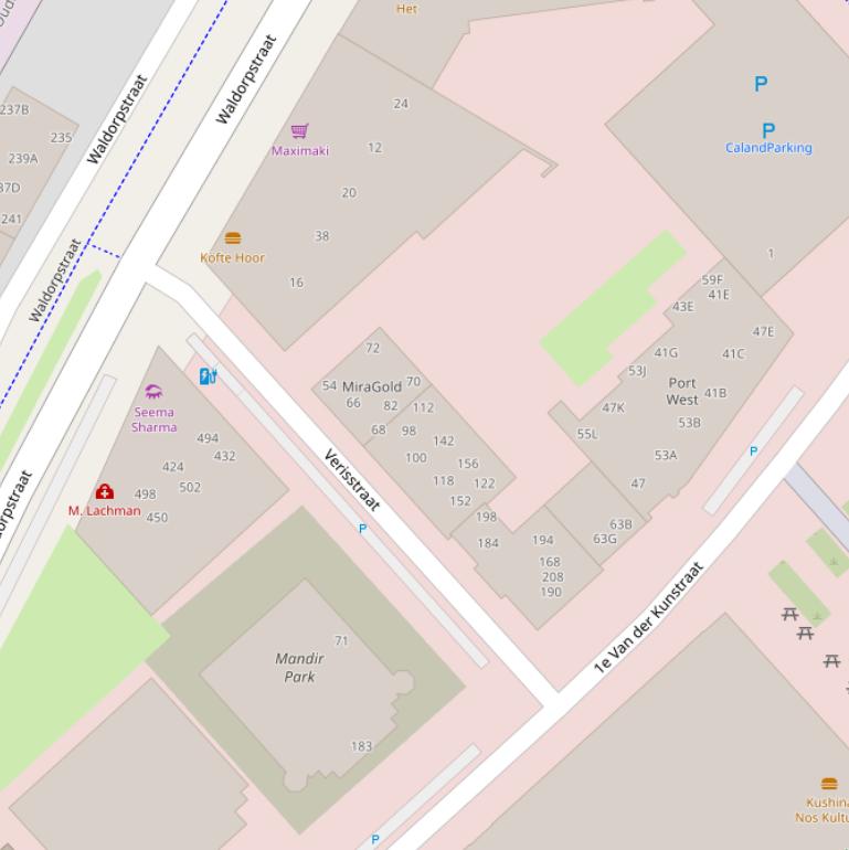 Kaart van de Verisstraat.