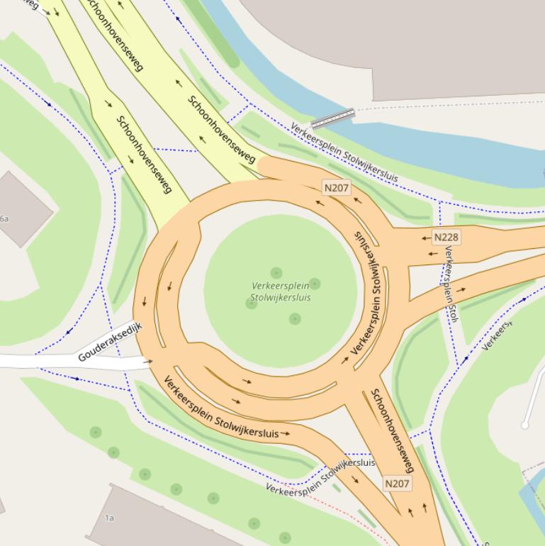 Kaart van de Verkeersplein Stolwijkersluis.