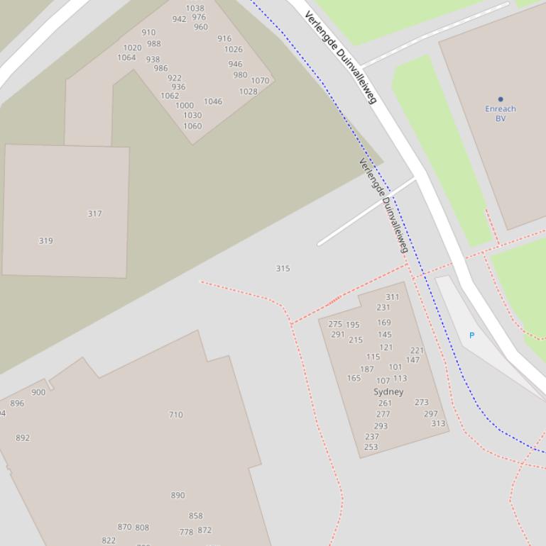 Kaart van  Verlengde Duinvalleiweg.