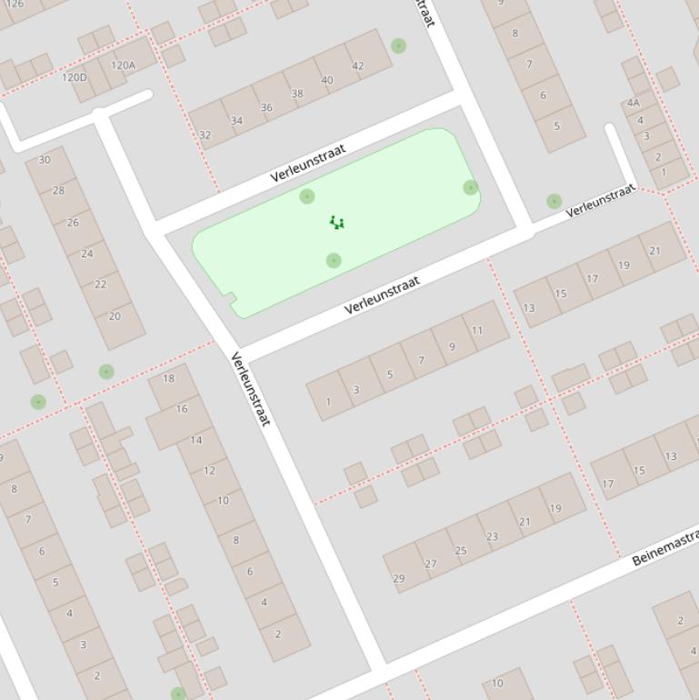 Kaart van de Verleunstraat.