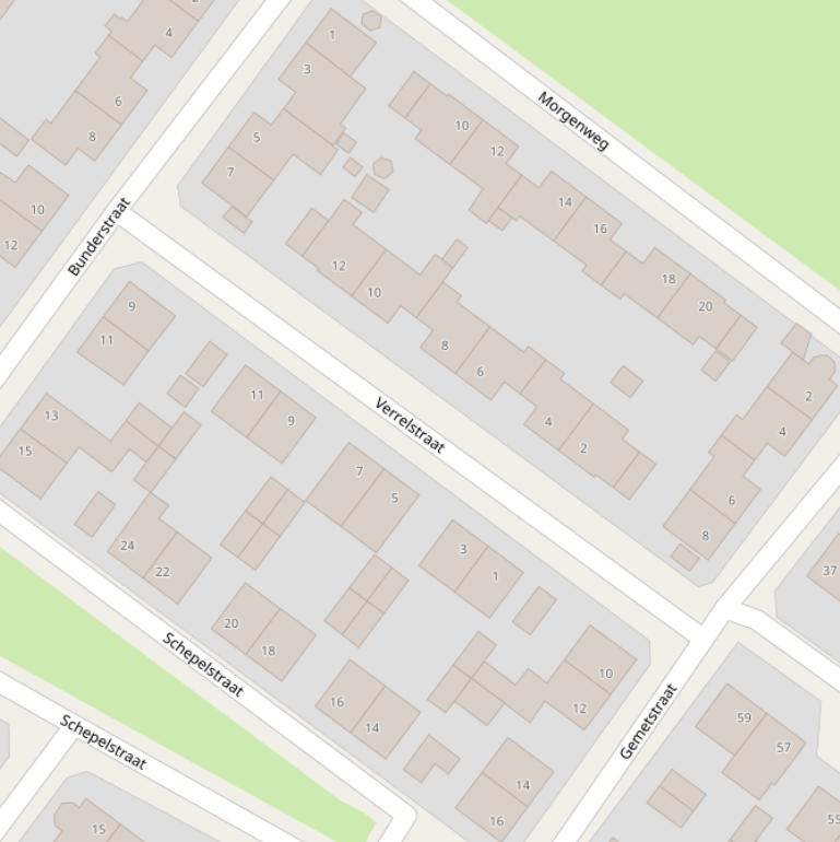 Kaart van de Verrelstraat.