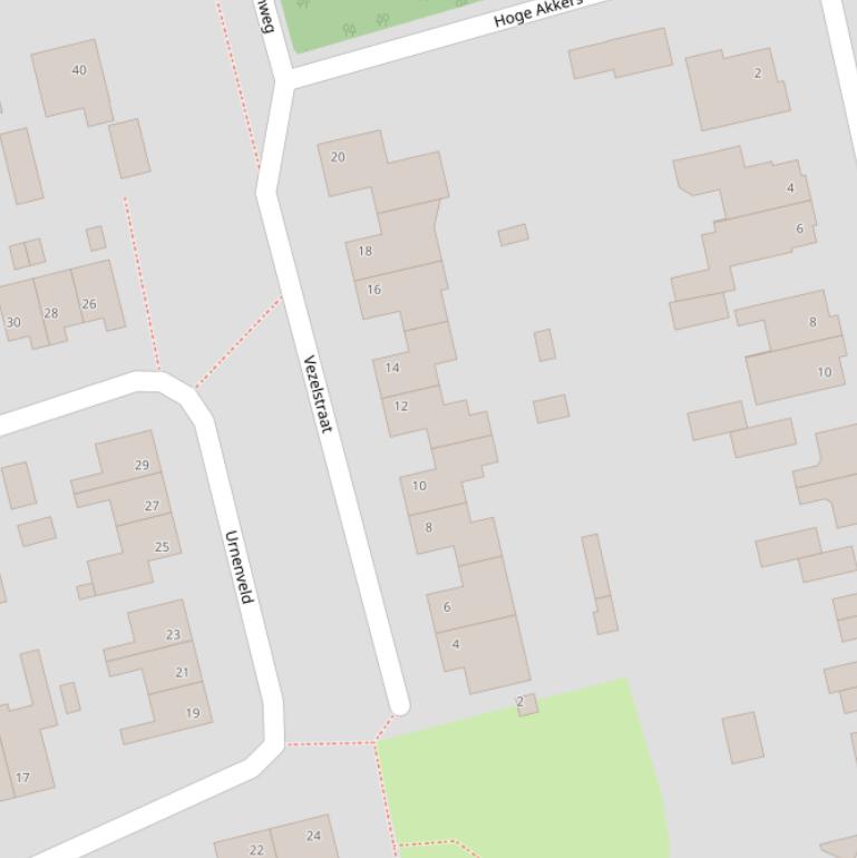 Kaart van de Vezelstraat.