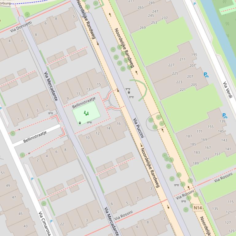 Kaart van  Via Puccini.