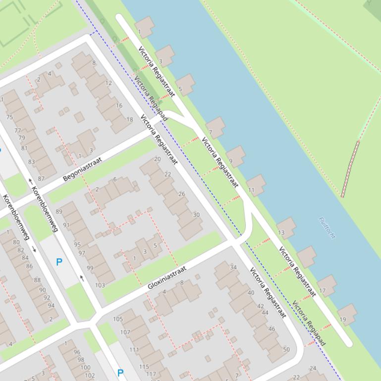 Kaart van de Victoria Regiastraat.