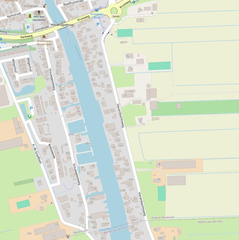 Kaart van de Vierambachtsweg.