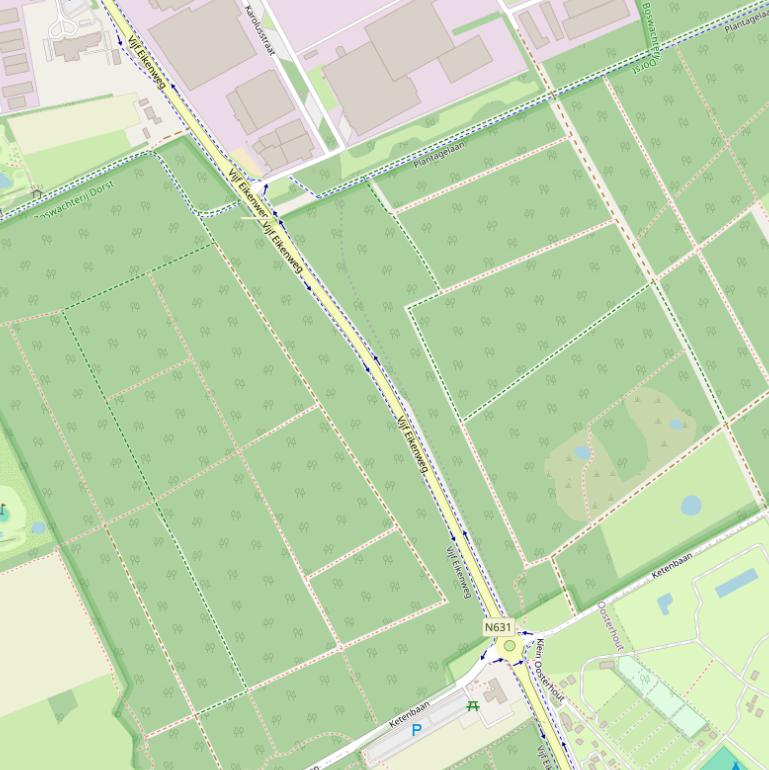 Kaart van de Vijf Eikenweg.