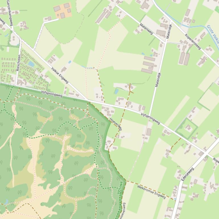 Kaart van de Vijfsprongweg.