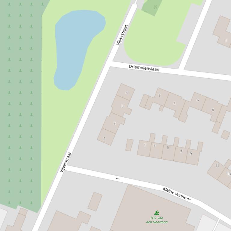 Kaart van de Vijverstraat.