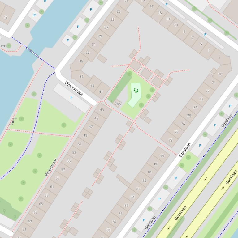 Kaart van de Vijverstraat.