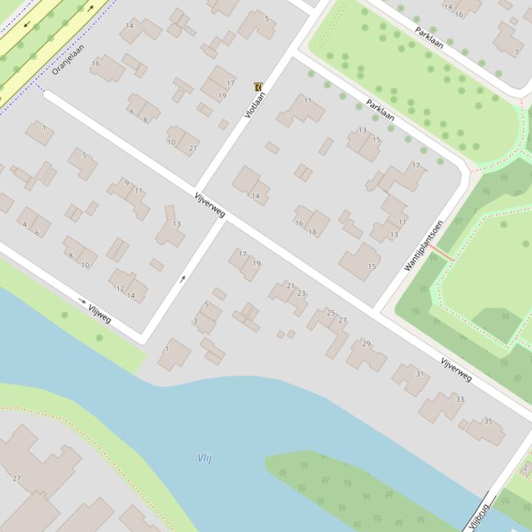 Kaart van de Vijverweg.