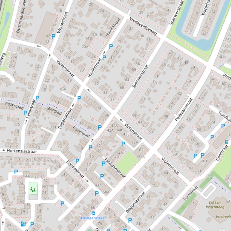 Kaart van de Violenstraat.