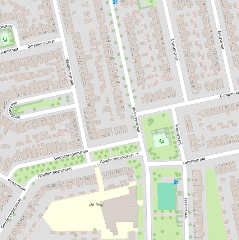 Kaart van de Violierenstraat.