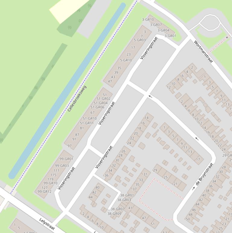 Kaart van de Visseringstraat.