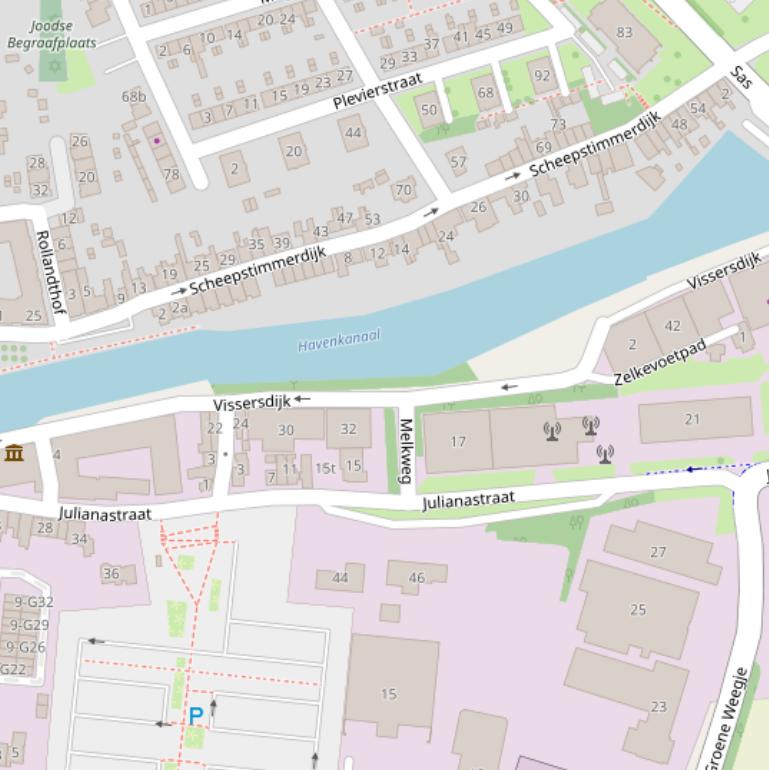 Kaart van de Vissersdijk.