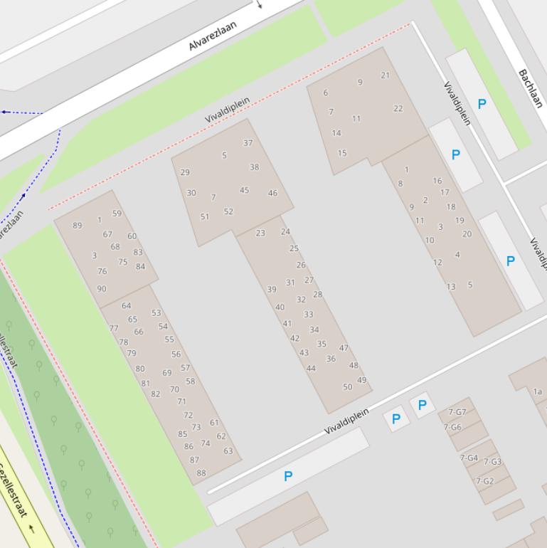 Kaart van het Vivaldiplein.