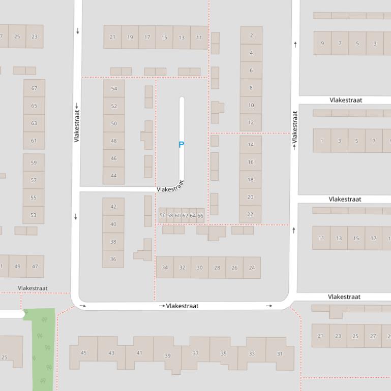 Kaart van de Vlakestraat.