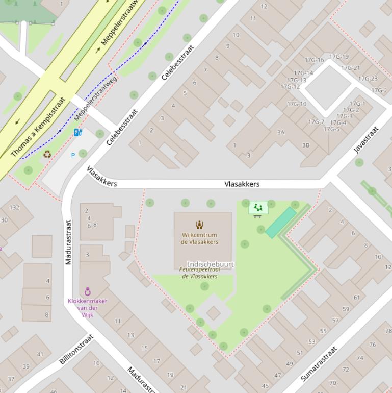 Kaart van  Vlasakkers.