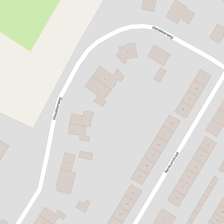 Kaart van de Vlasakkerweg.