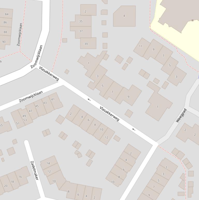Kaart van de Vlasakkerweg.