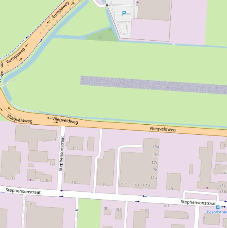 Kaart van de Vliegveldweg.