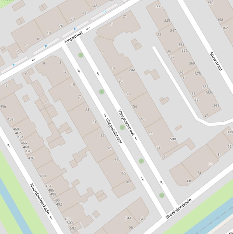 Kaart van de Vliegwielstraat.