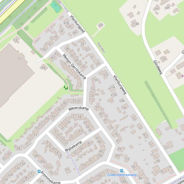 Kaart van de Vlierburgweg.