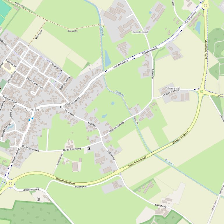 Kaart van de Vlierdensedreef.