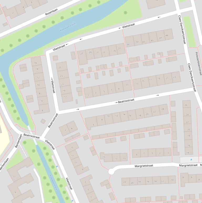 Kaart van de Vlietstraat.