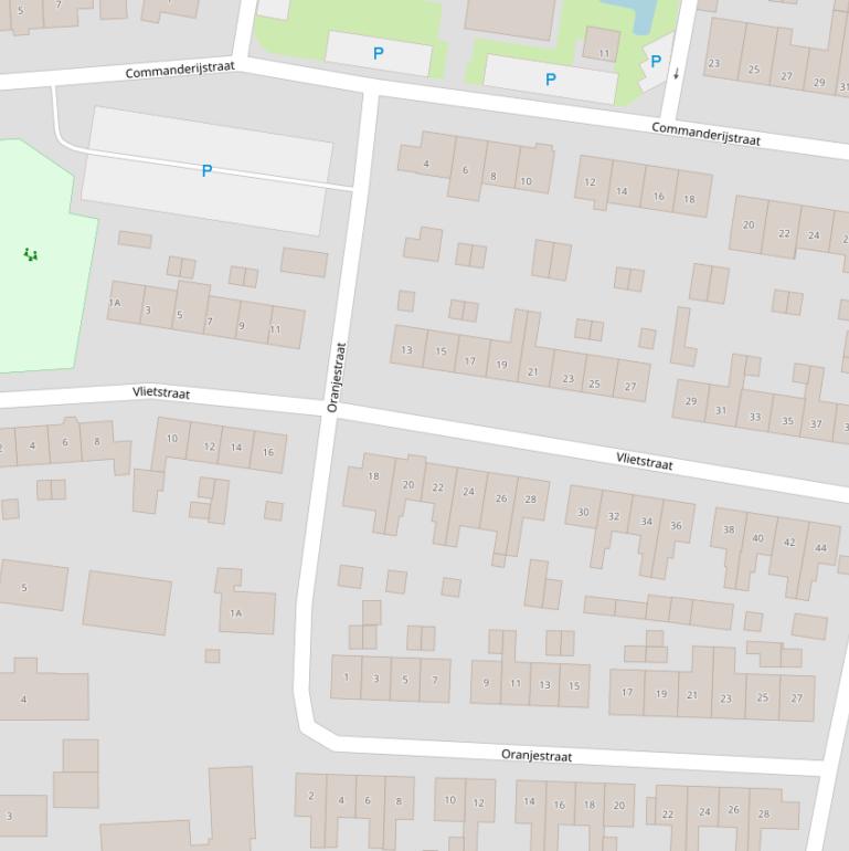 Kaart van de Vlietstraat.