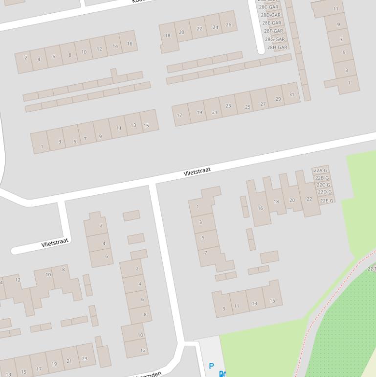 Kaart van de Vlietstraat.