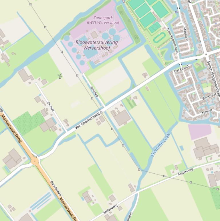 Kaart van de Vok Koomenweg.