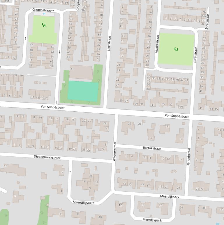 Kaart van de Von Suppéstraat.