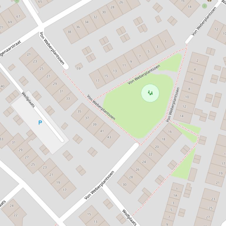 Kaart van het Von Weberplantsoen.