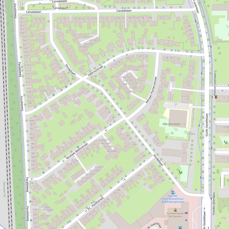 Kaart van de Vondellaan.